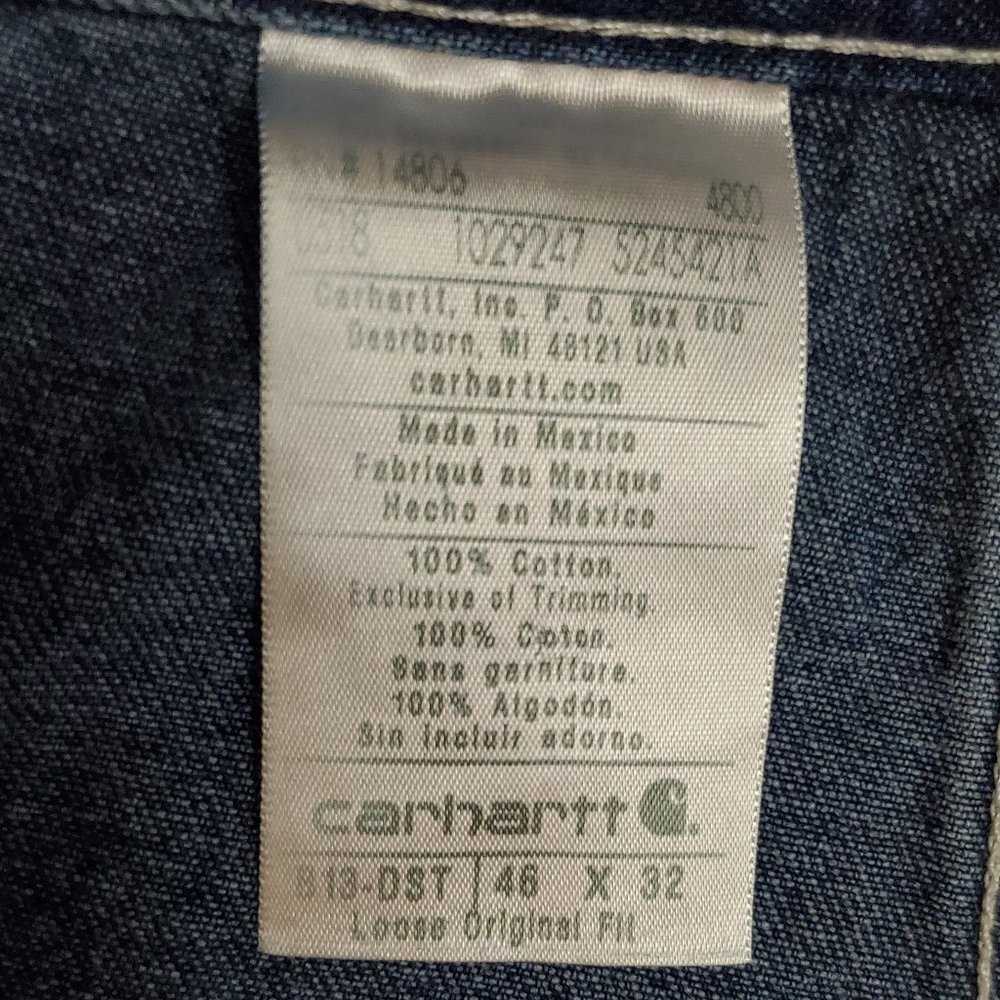 Carhartt B13 DST 46x32 (Meas 41x33 15" Rise) Dark Loose Fit Carpenter Jeans A17 - Picture 7 of 10